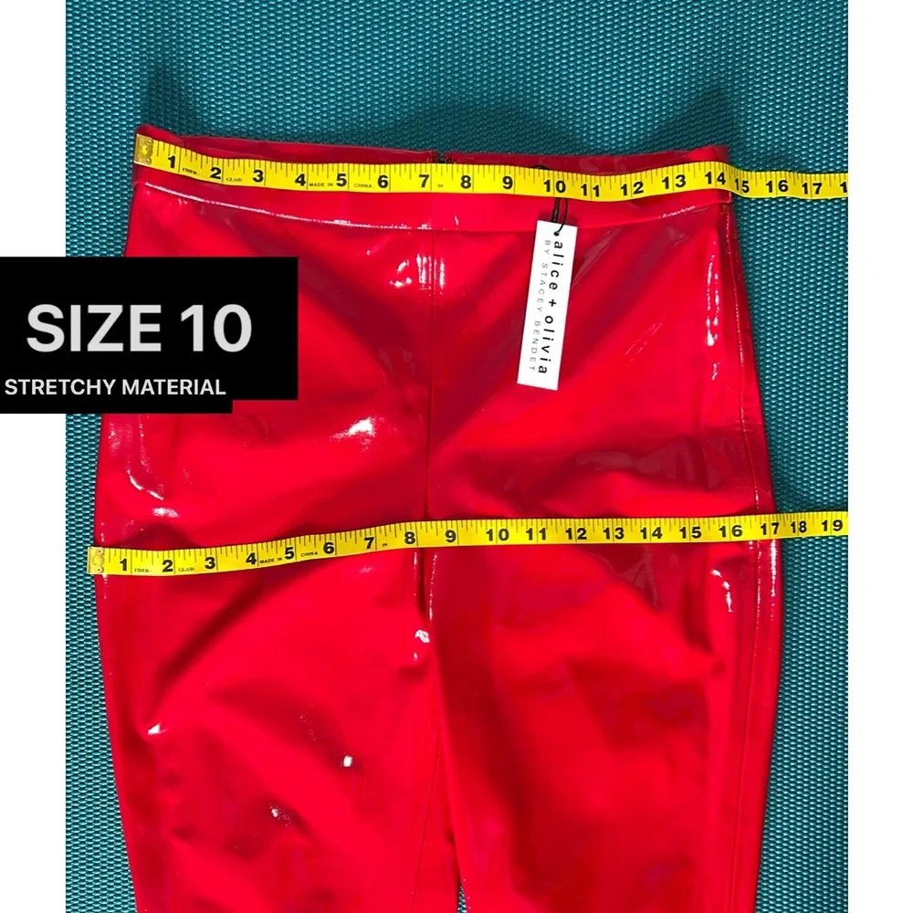Alice + Olivia Maddox Red Vegan Leather Legging Pant - Picture 11 of 15